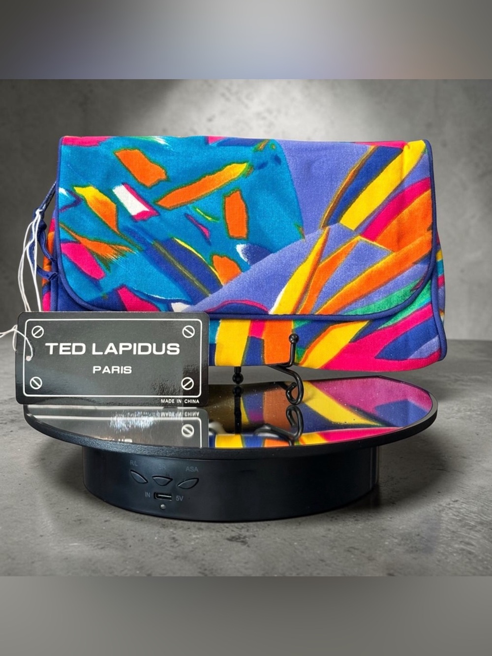 Vintage Ted Lapidus Paris Colorful Abstract Y2K Clutch Cosmetics Bag